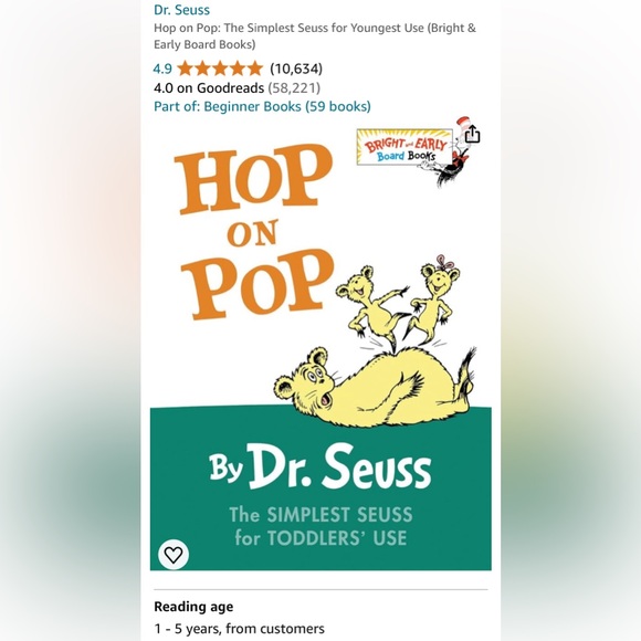 NWT ⚜️♥️⚜️ “Hop On Pop" by Dr. Seuss - Hardcover Book Club Edition - Picture 11 of 11